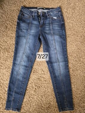 KanCan Mid Blue Skinny Jeans with Front Seam Detail